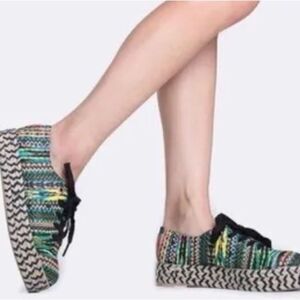 Sam Edelman Green and Black Espadrilles Slip-On Shoes